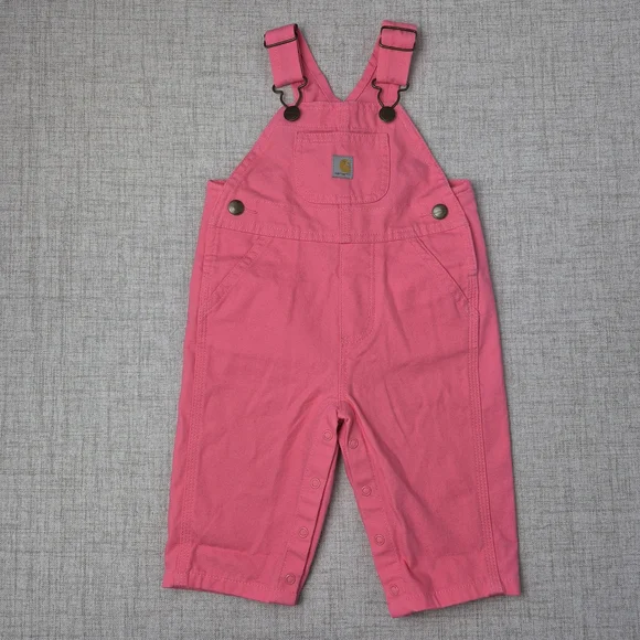 Carhartt Baby Girls Pink Canvas Overalls - Heart Hardware - 6M - Picture 7 of 10